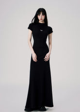 Elegant Mid-Neck Short Sleeve Dress
